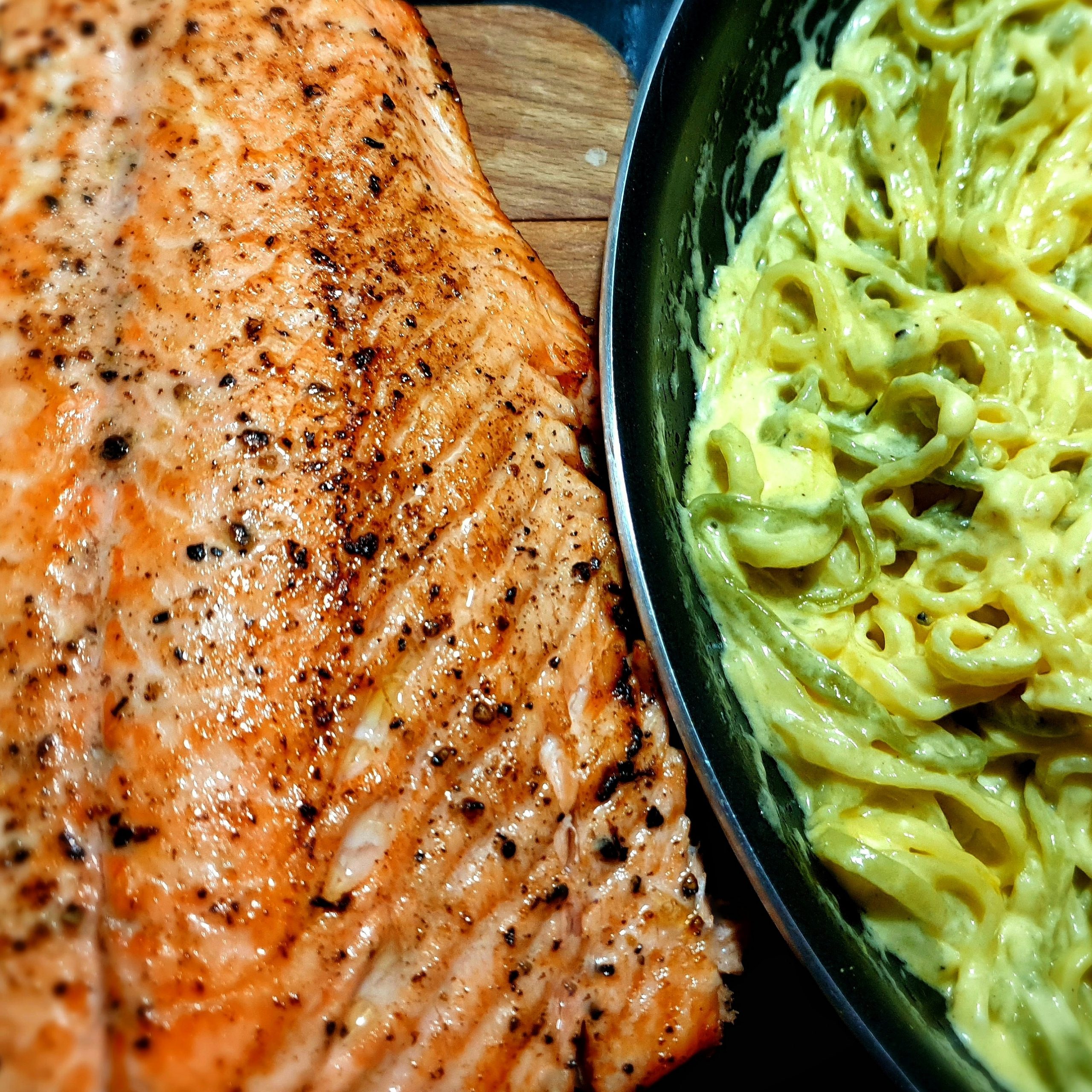 Salmon and lemon linguine pasta recipe