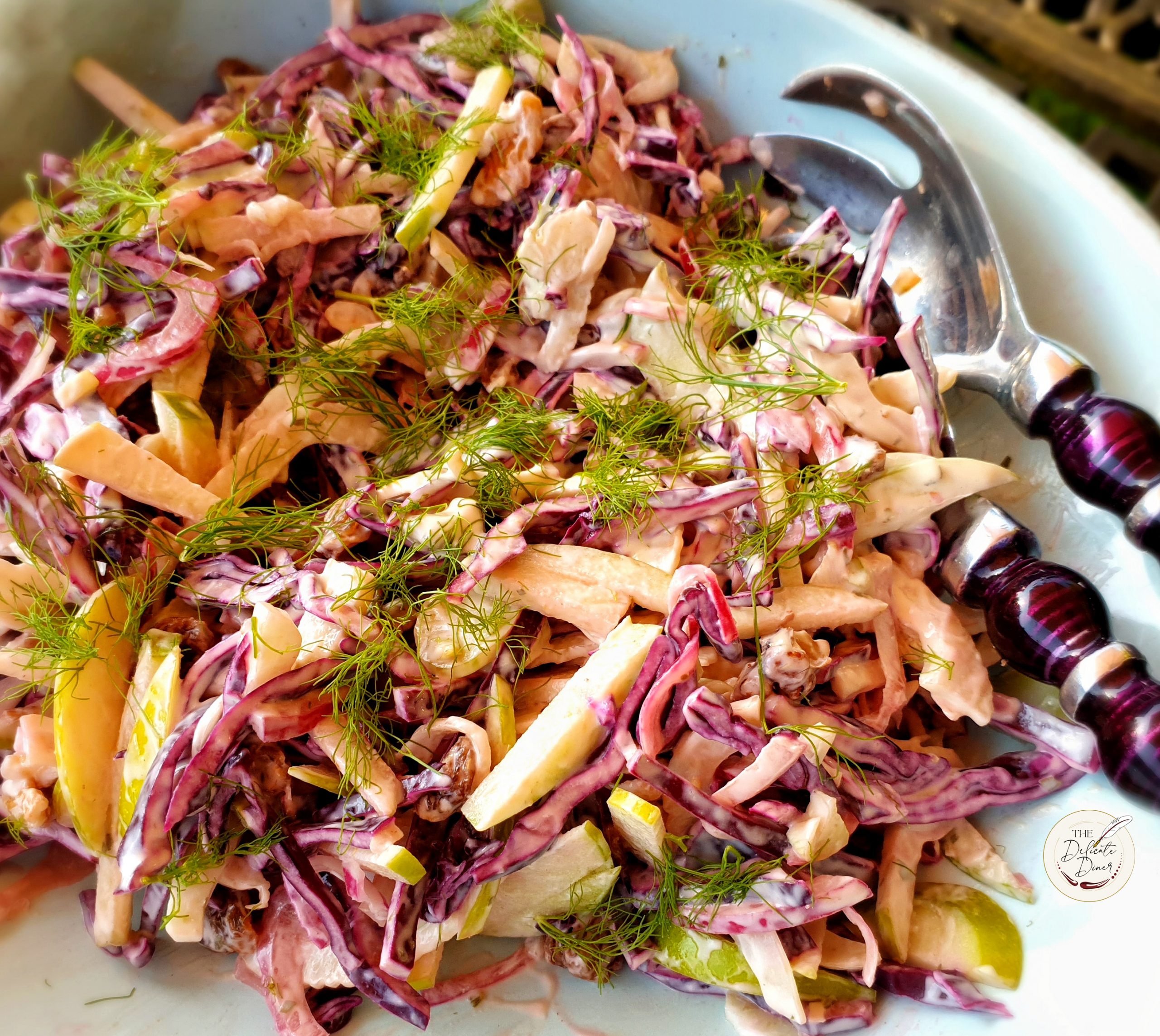 Apple fennel raisin slaw coleslaw