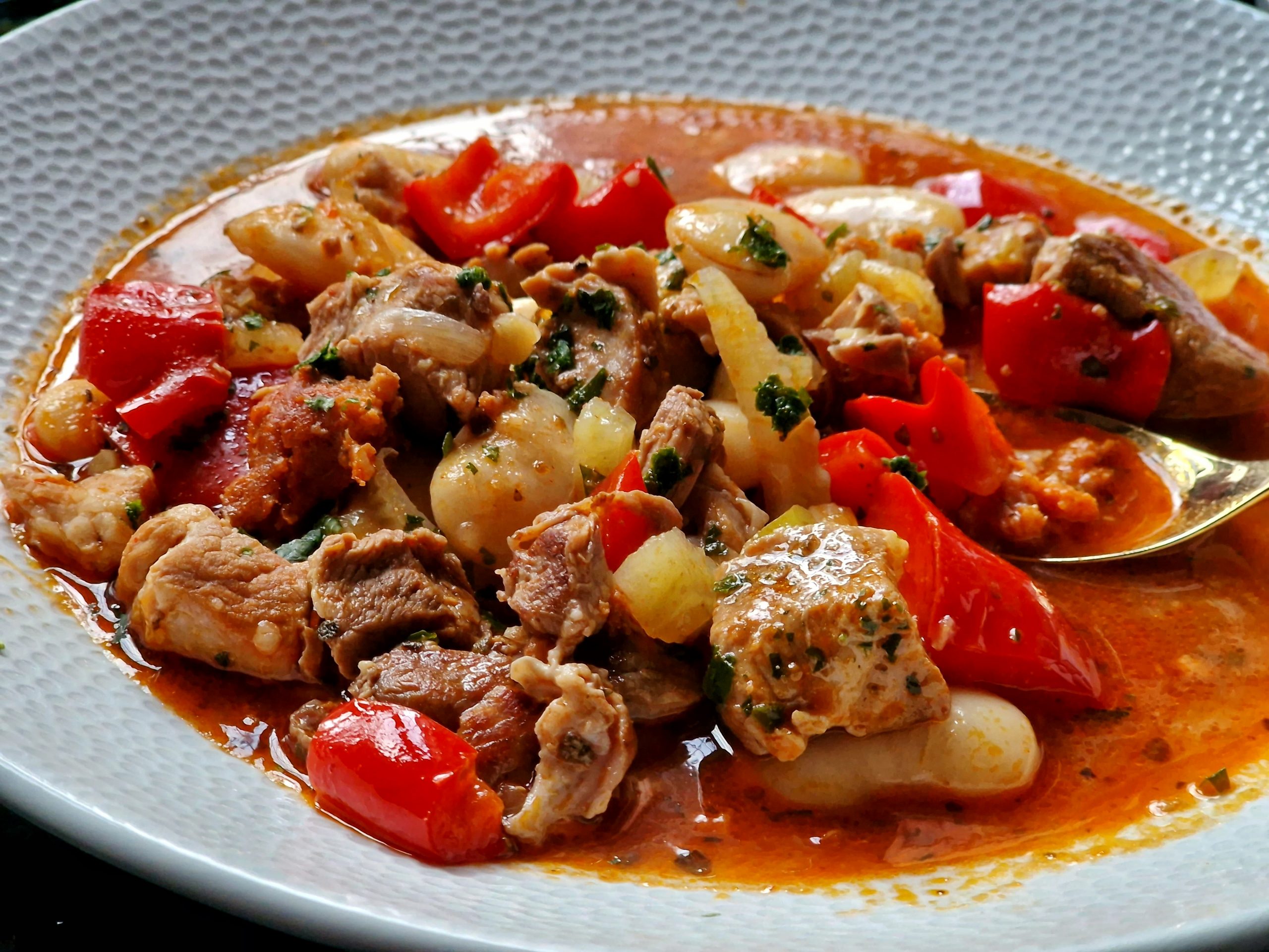 Spanish Summer Pork Casserole The Delicate Diner Old Hall Farm