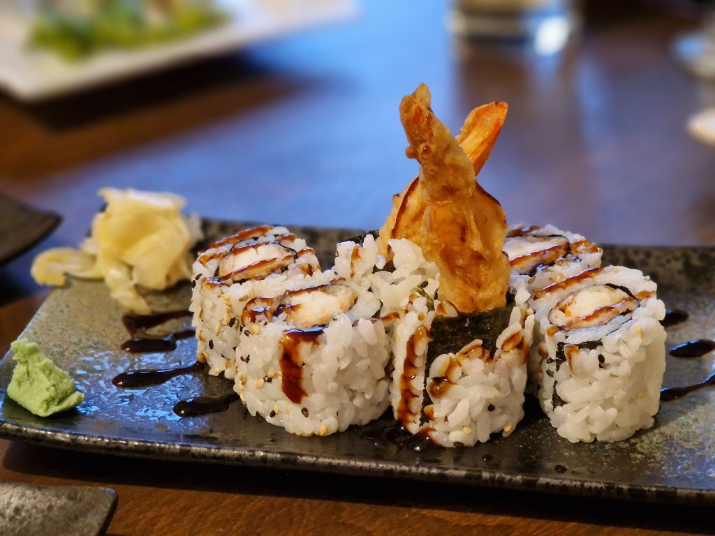 Tempura prawn sushi