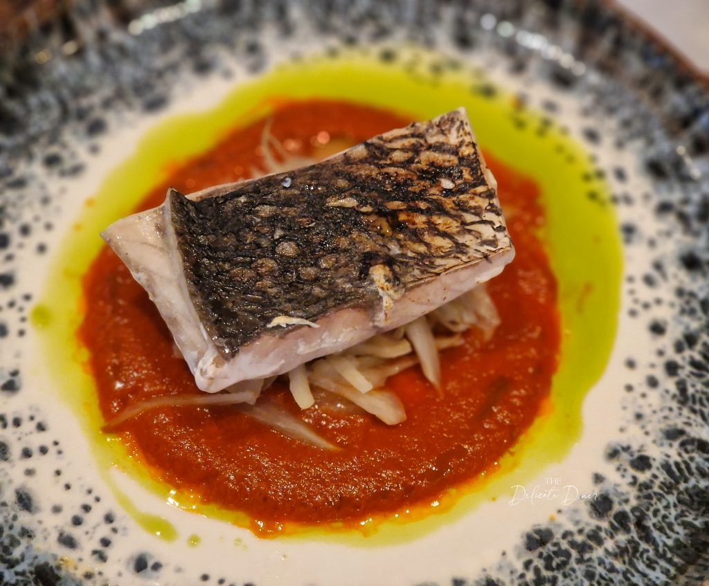 Stone bass with puttanesca